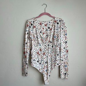 Free People / Girls Like Us / Multicolored Star Print Bodysuit